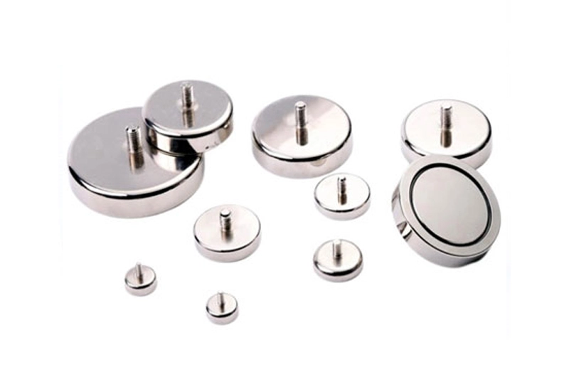 Neodymium Pot Magnets with External Threaded Stem